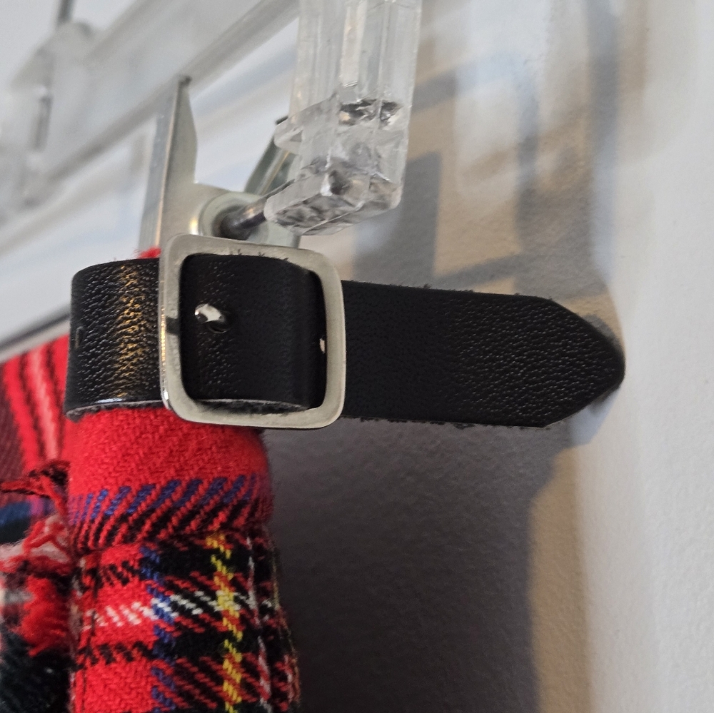 Vintage Red Plaid Midi Skirt with black belt detail - Picture 5 of 6